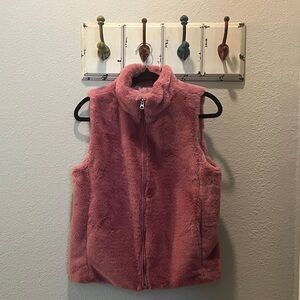 J. Crew Plush Faux Fur Zip Vest in Dusty Rose